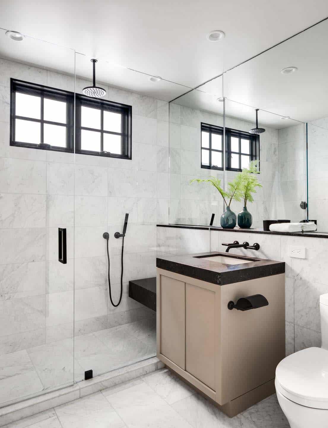 coastal contemporary bathroom with a walk-in shower